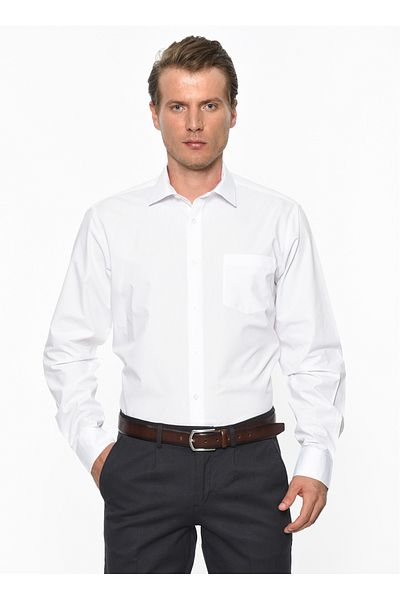 AC&Co / Altınyıldız Classics Altınyıldız Classics Comfort Fit Classic Guler Cămașă Cămașă albă simplă pentru bărbați 4a 2000000003