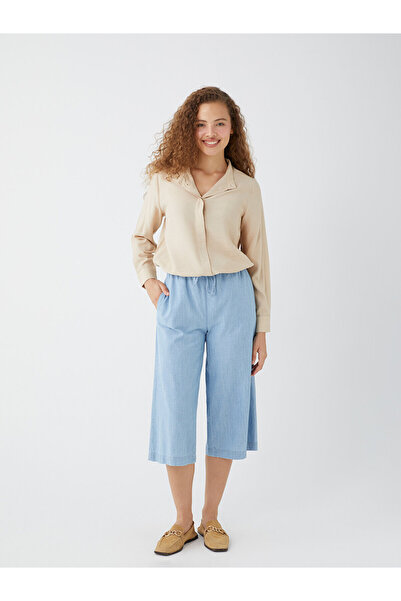 LC Waikiki Dámské rovné džíny Capri s elastickým pasem