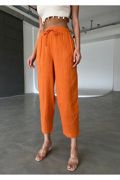 Friday Mood Pantaloni Shalwar pentru damă din muselină - Talie elastică