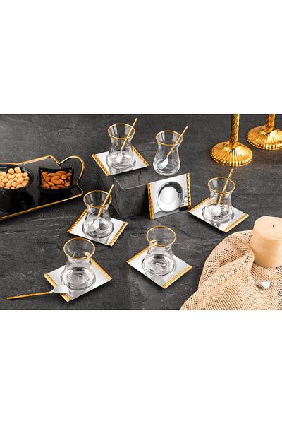 Tiamo Roma 18 Piece Tea Set 18/10 Steel Gold Plated