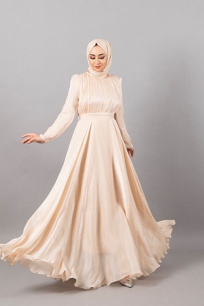 Stilife فستان سهرة بطيات على الصدر بلون الحجر من Diva