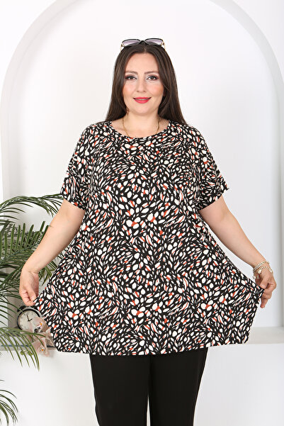 XL Modam WOMEN'S LARGE SIZE SNAKE PATTERNED BLACK PANT TUNIC PANTS LUXURY VISKOSE SET