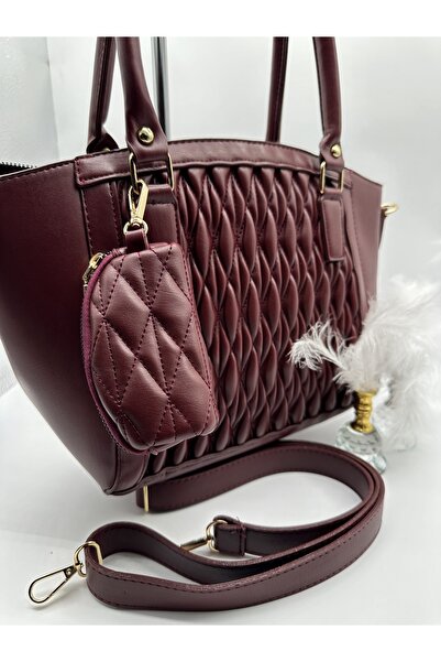 BRL çanta geniş cüzdanlı bordo omuz askılı çanta