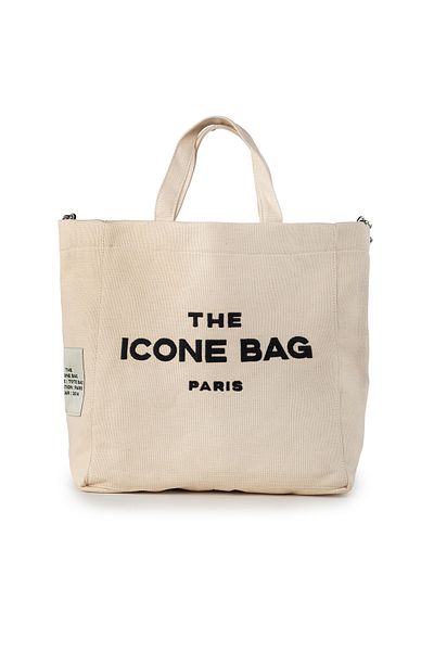 ICONE BAG Icone Beige - Geantă de umăr pentru femei brodate Paris