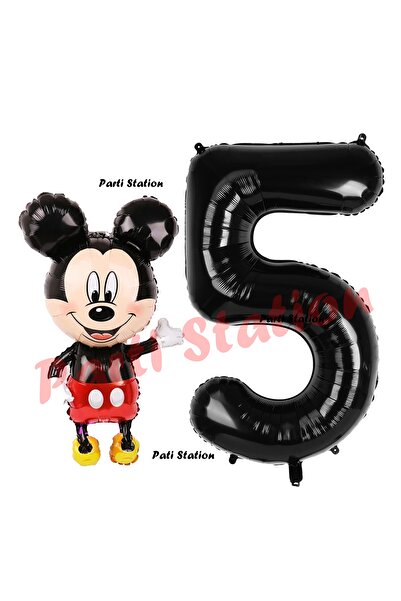 Parti Station Mickey Mouse Balon 5 Yaş Doğum Günü Set Mickey Mouse Konsept Ba...