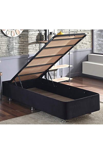 Niron Yatak Niron Ela Tek Kişilik Siyah Baza - 6 Ayaklı Sağlam Metal Iskeletl...