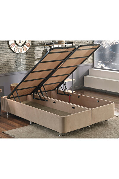 Niron Yatak Niron Ela Çift Kişilik Sütlü Kahve Baza - 6 Ayaklı Sağlam Metal I...