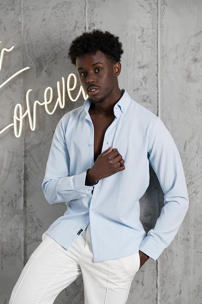 ADVANTE Cămașă din țesătură Seersucker de vară Slimfit cu nasturi Dobby Lycra