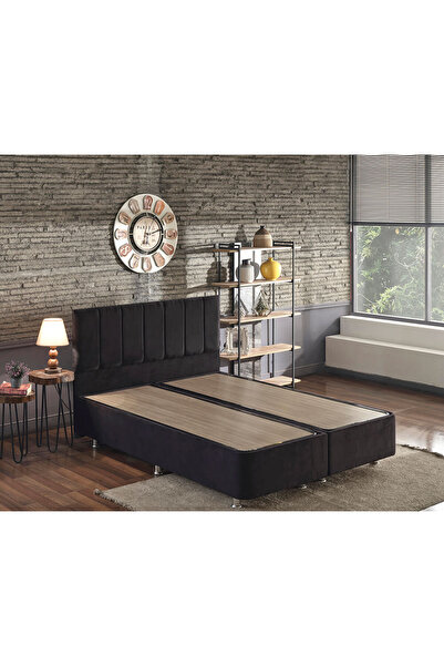 Niron Yatak Piano Lite Çift Kişilik Baza Ve Başlık Seti - Siyah Kumaş, 6 Ayak...