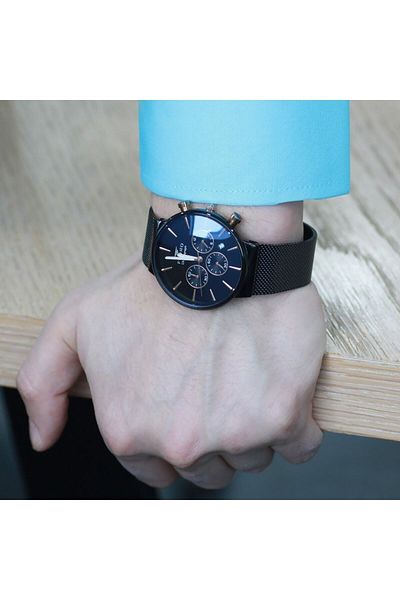 Tesbihane Black Color Straw Cord Men's Wristwatch Th-fm1697c-g