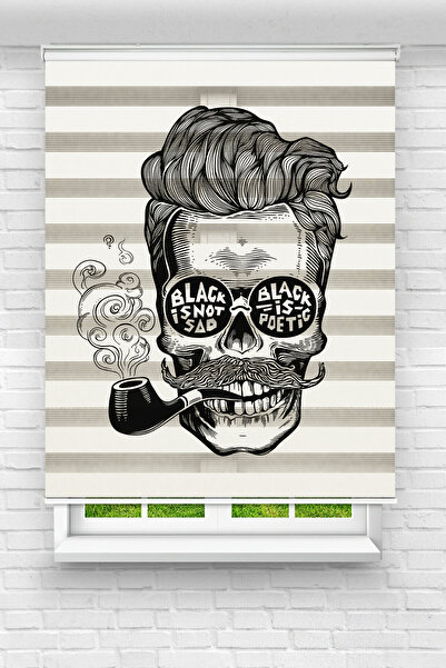 akel collection Genç Odası - Kuru Kafa Baskılı Zebra Stor Perde