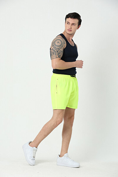 rlt relax time Ανδρικό νέον κίτρινο-μαύρο γαρνιρισμένο σορτς πισίνας-θάλασσας