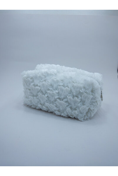 Sheen حقيبة مكياج قطيفة - قلب أبيض وبطانة من الساتان