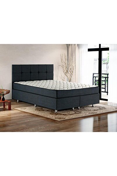 Niron Notte Çift Kişilik Ultra Ortopedik Yatak Seti - Lacivert Keten Sağlamla...