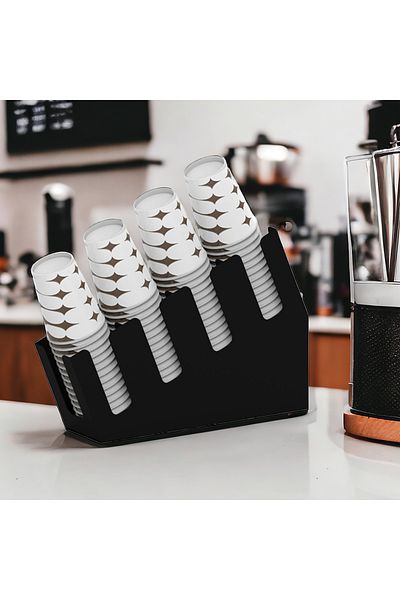 decorelax 4 Compartment Stepped Paper Cup Stand - Compatible with 8 Oz Cups