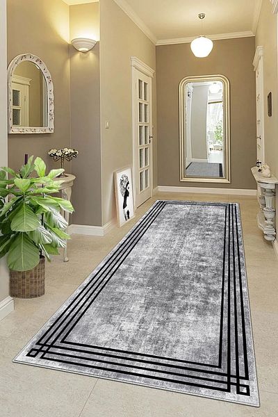 df home 8062 Model Digital Printed Cutting Mat - Washable Non-Slip Base and Entrance Carpet