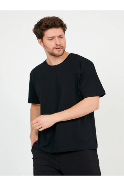 Oversize Düz Siyah Tshirt