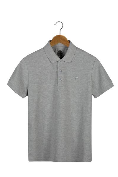 ADEGO Ανδρικό μπλουζάκι σε γκρι Polo Neck Slim Fit