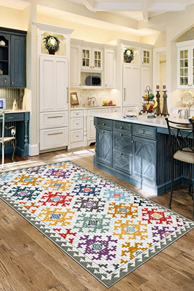 df home Kesme mutfak halısı Desenli Dijital Baskı Yıkanabilir Kaymaz Taban  İ...