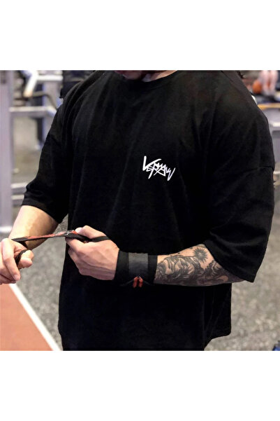 BukuriCO Erkek Spor Gym Baskılı Oversize Tshirt