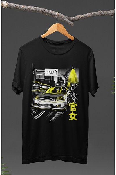 Fuddy Moda Tricou cu imprimeu Honda Civic Car unisex, tricou imprimat cu tematica curselor de mașini