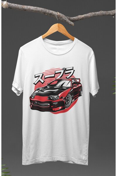 Fuddy Moda Unisex crveno-crna Supra Štampano T-shirt, majica sa temom automob...