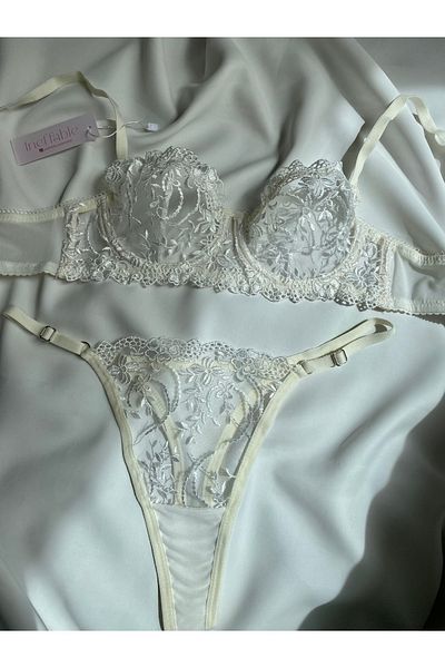 more than socks Σετ εσώρουχα Floral Underwire Bralet Λευκό