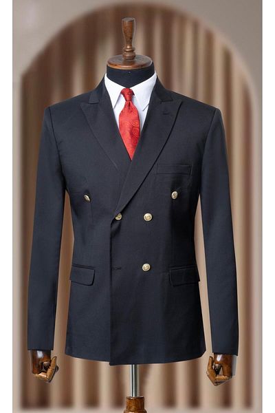 MODA DİNA Black Italian Style Lined Men's Slim Fit Blazer Jacket with Button Detail