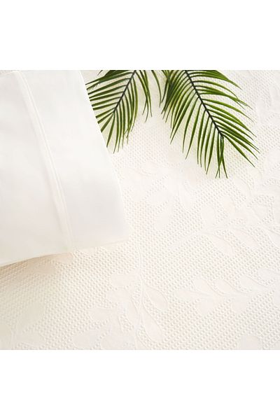 Taç Evelyn Jacquard Single Ecru Pique Set