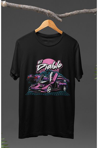 Fuddy Moda Unisex Lamborghini Hand Diablo Printed T-shirt, Car Racing Themed Printed T-shirt