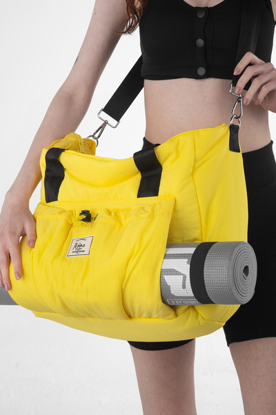 ICONE BAG Yellow Icone Yoga Pilates Fitness Gym Sports Bag - Drawstring Front, Pocket and Zipper