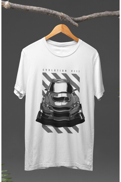 Fuddy Moda Tricou imprimat unisex Mitsubishi Lancer Evolution VIII, tricou imprimat cu tematica curselor de mașini