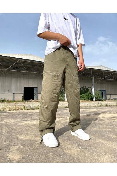 BPM Premium Double Zip Cargo Parachute Trousers