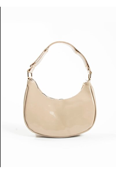 Mybag Γυαλιστερή δερμάτινη λουστρίνι γυναικεία τσάντα ώμου