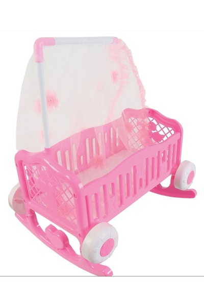 CİGATOYS Oyuncak Plastik Beşik Cibinliki,Tekerlekli Beşik