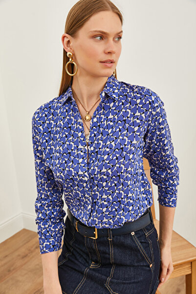 Olalook Női szív lila mintás szőtt viszkóz ing GML-19001204