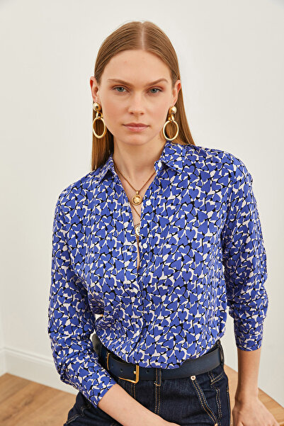 Olalook Női szív lila mintás szőtt viszkóz ing GML-19001204