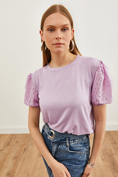 Olalook Жіноча бузкова блузка з віскози Orme з деталями у вигляді повітряних кульок BLZ19002598