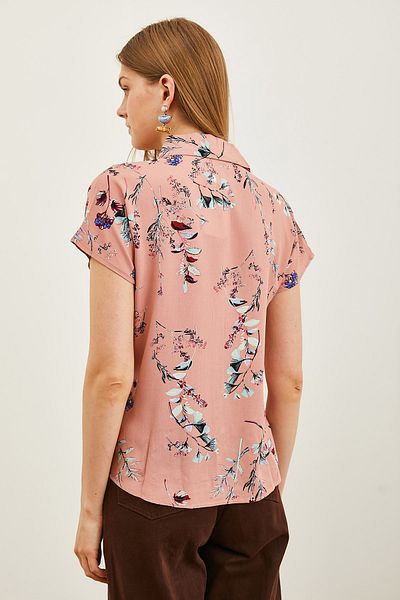 Olalook Gewebtes Hemd mit getrockneter Rose, Vogel und Fledermaus für Damen GML-19000576