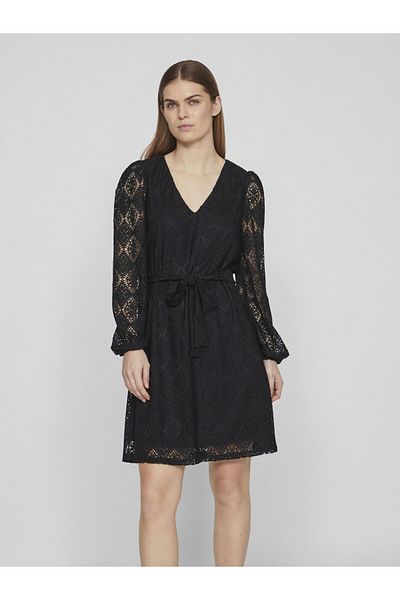 VILA Kleid mit langen Ärmeln und gebundener Taille