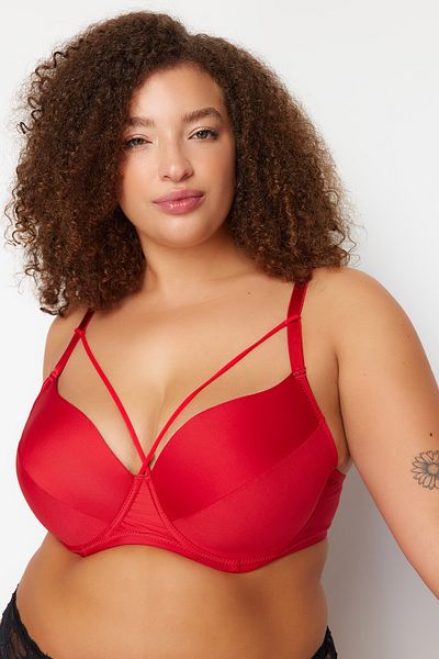 Trendyol Curve حمالة صدر بتفاصيل الأنابيب الحمراء TBBSS24CW00013