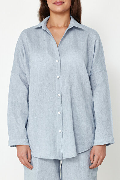 Trendyol Collection Kék szőtt strandruha - ing és nadrág TBESS24AU00068