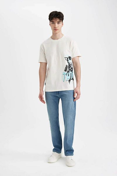 DeFacto Ανδρικό μπλουζάκι Off White B8090ax/bg714