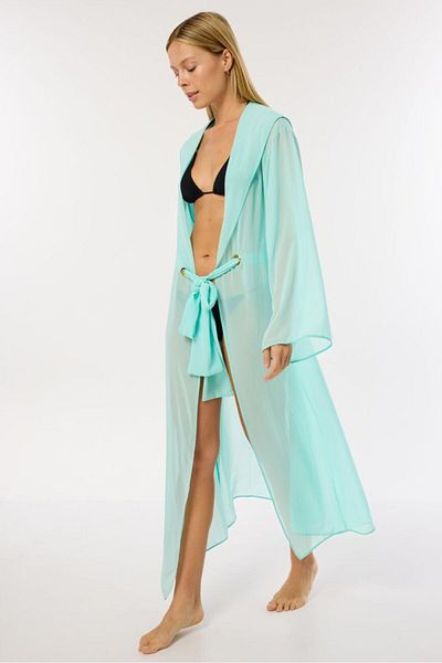 AYYILDIZ 4807 Water Green Hooded Beach Dress