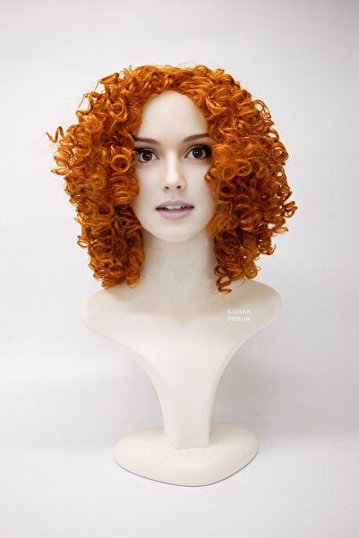 KONAK PERUK Afro Dalgalı Yoğun Kıvırcık Fiber Sentetik Peruk - Hürrem Bakırı