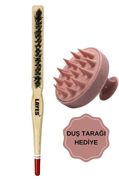 Layes Professional Knob Brush with Pink Shower Comb