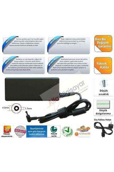 Alfamaks Bilgisayar Grundig GNB 1450 B2 B8 Slimbook Adaptör Şarj Aleti-Cihazı...