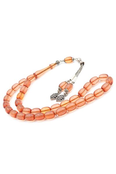 Murty99 Ανοιχτό ροζ 0,6 Delim Capsule Tasbih - Διαφανές, Κεχριμπάρι