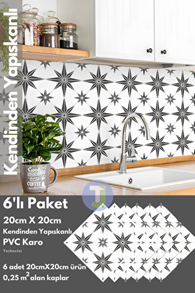 Technojet Kendinden Yapışkanlı Karo PVC Mutfak Banyo Tezgah Kaplama Sticker 6...