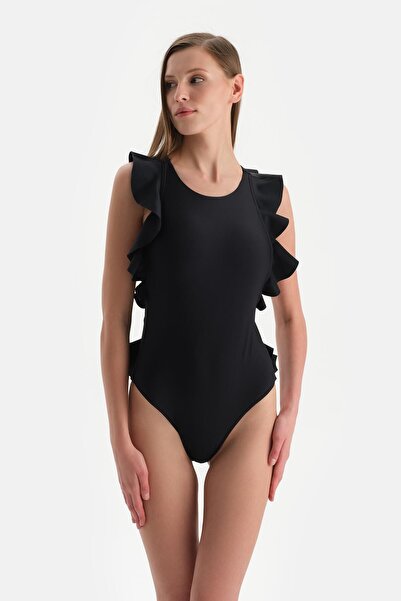 Dagi Flounced Black Swimsuit